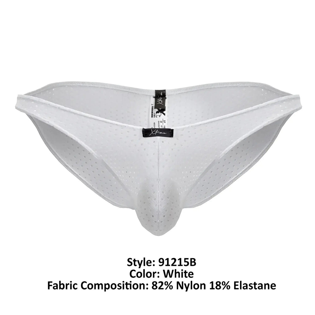 White perforated nylon and elastane briefs with supportive contoured design xtremen 91215b microfiber bikini