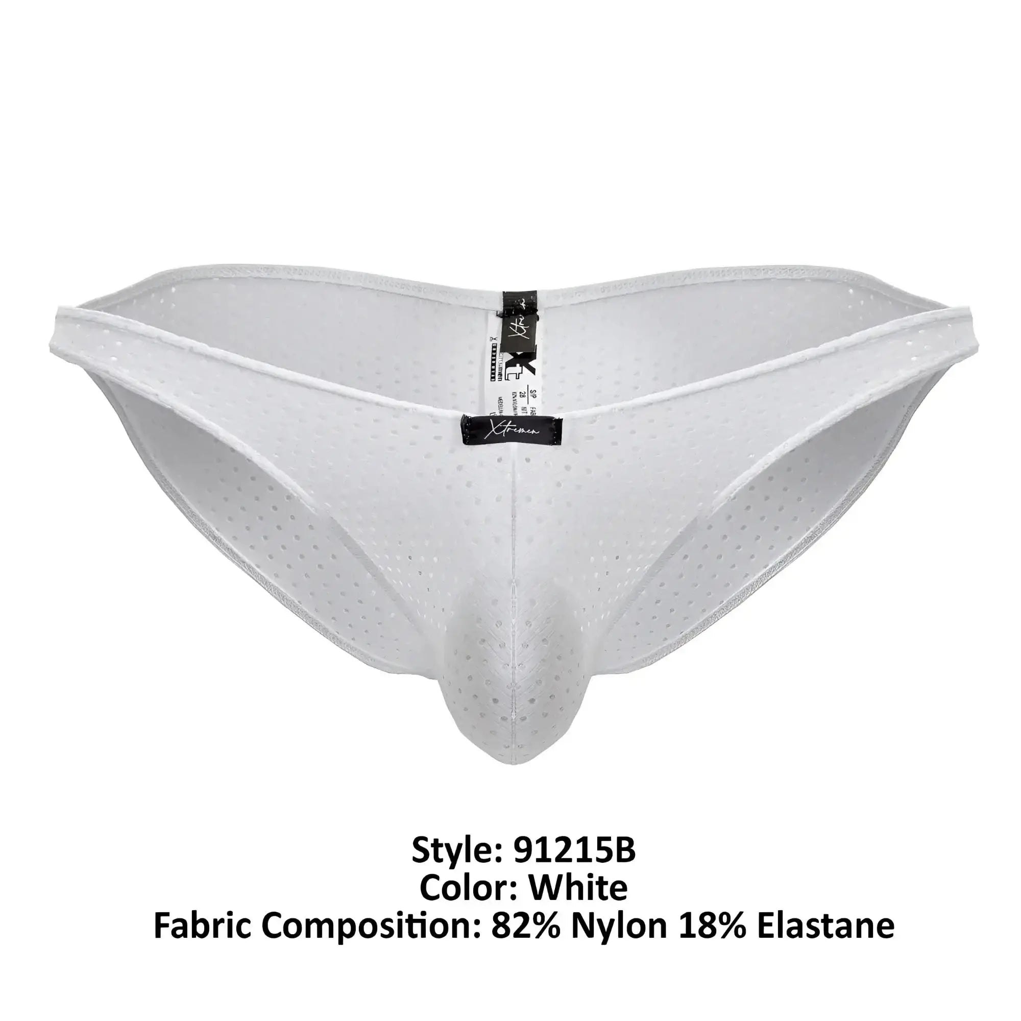 White perforated nylon and elastane briefs with supportive contoured design xtremen 91215b microfiber bikini