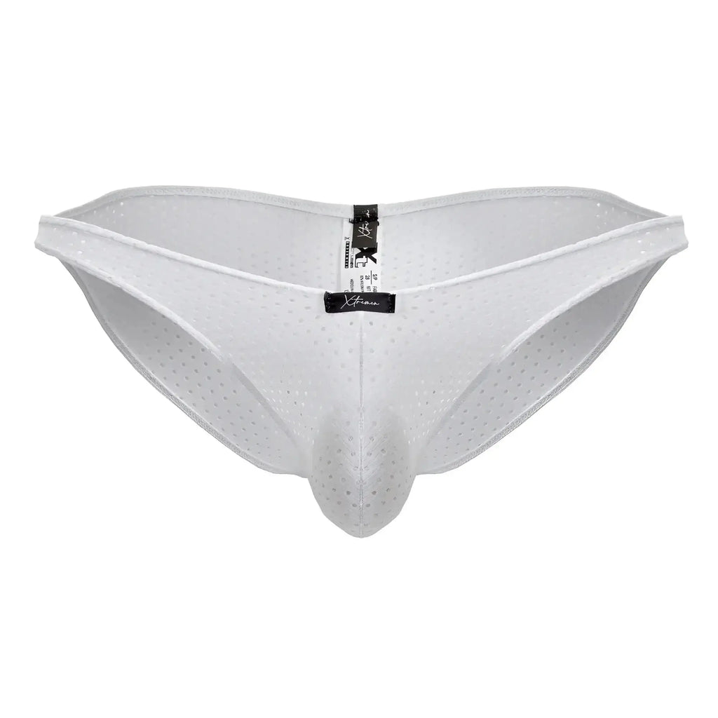 Xtremen 91215b microfiber bikini men’s underwear in white with perforated mesh and supportive contoured design
