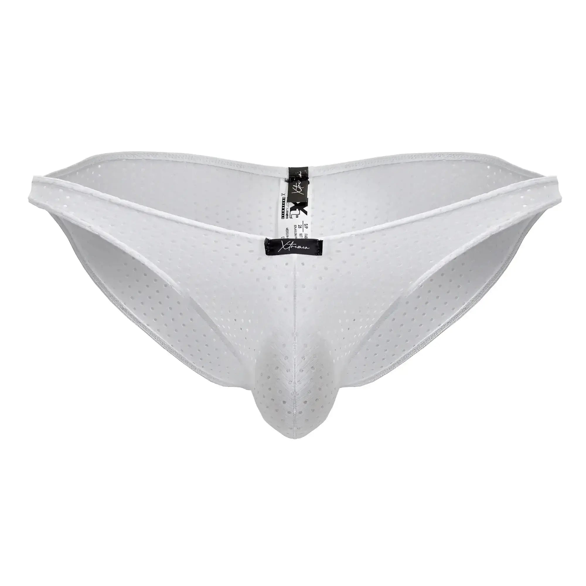 Xtremen 91215b microfiber bikini men’s underwear in white with perforated mesh and supportive contoured design
