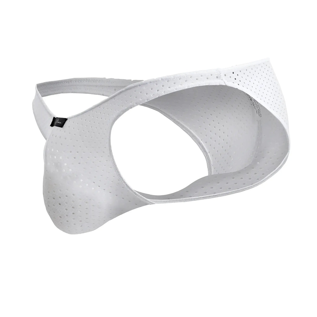 Xtremen 91215b microfiber bikini briefs in white with perforated mesh and sleek form-fitting design