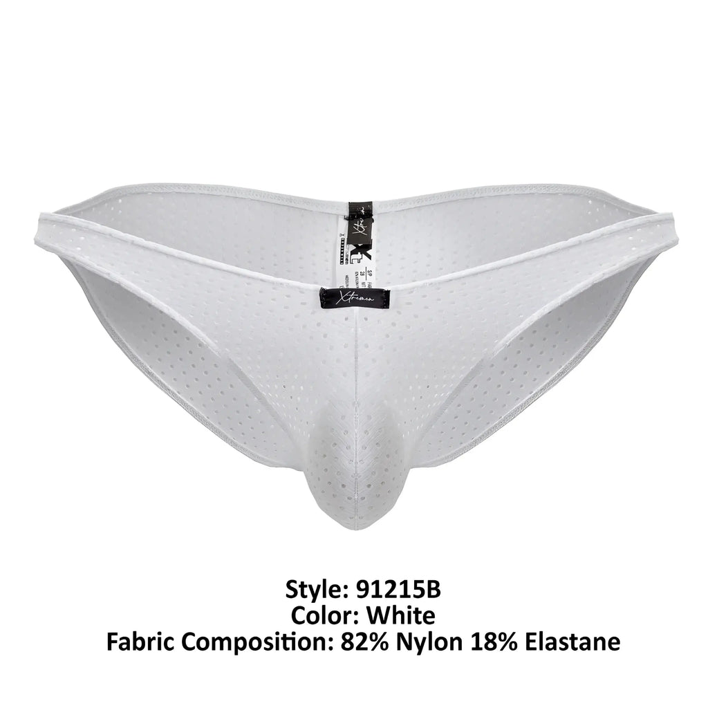 White perforated nylon and elastane briefs with supportive contoured design xtremen 91215b microfiber bikini