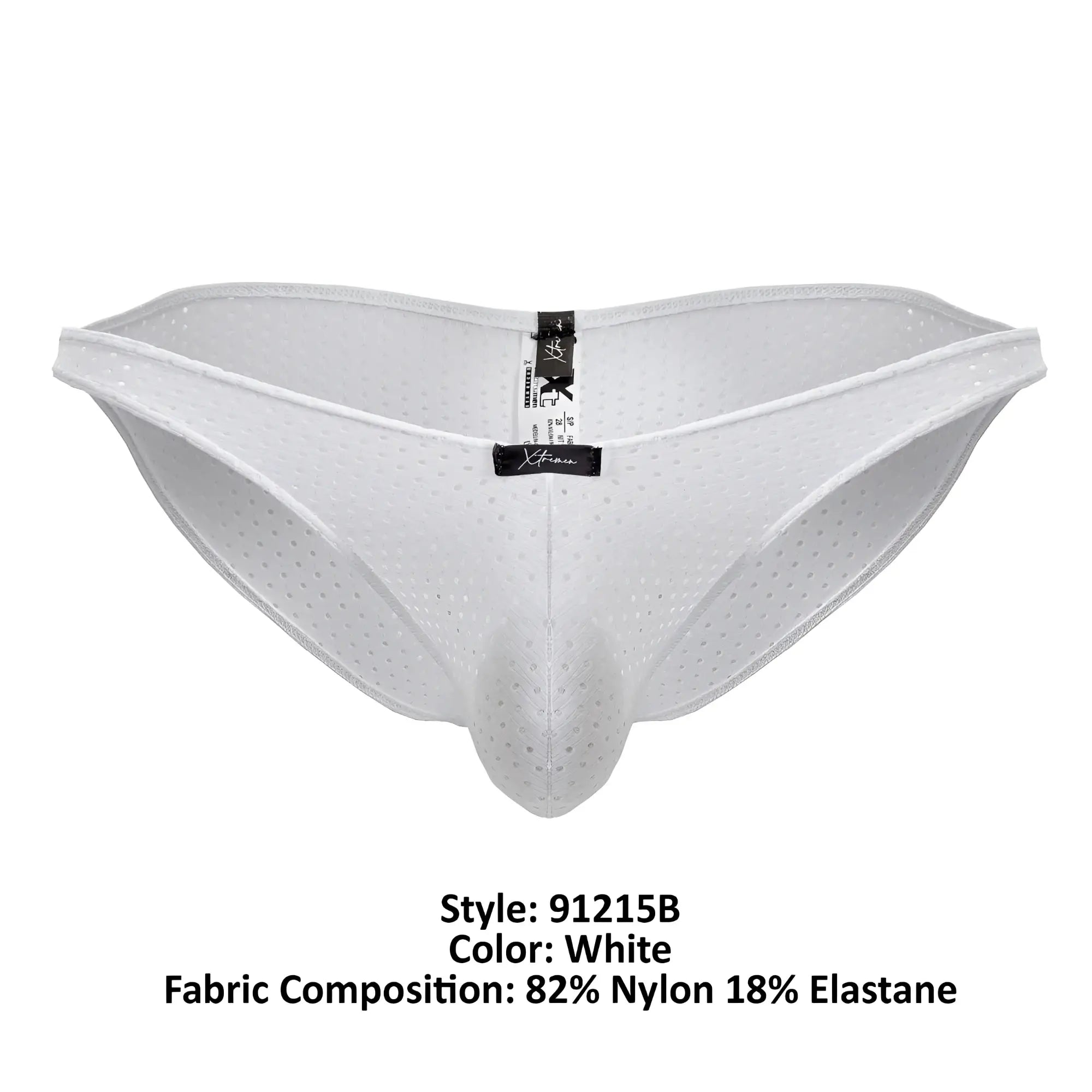 White perforated nylon and elastane briefs with supportive contoured design xtremen 91215b microfiber bikini