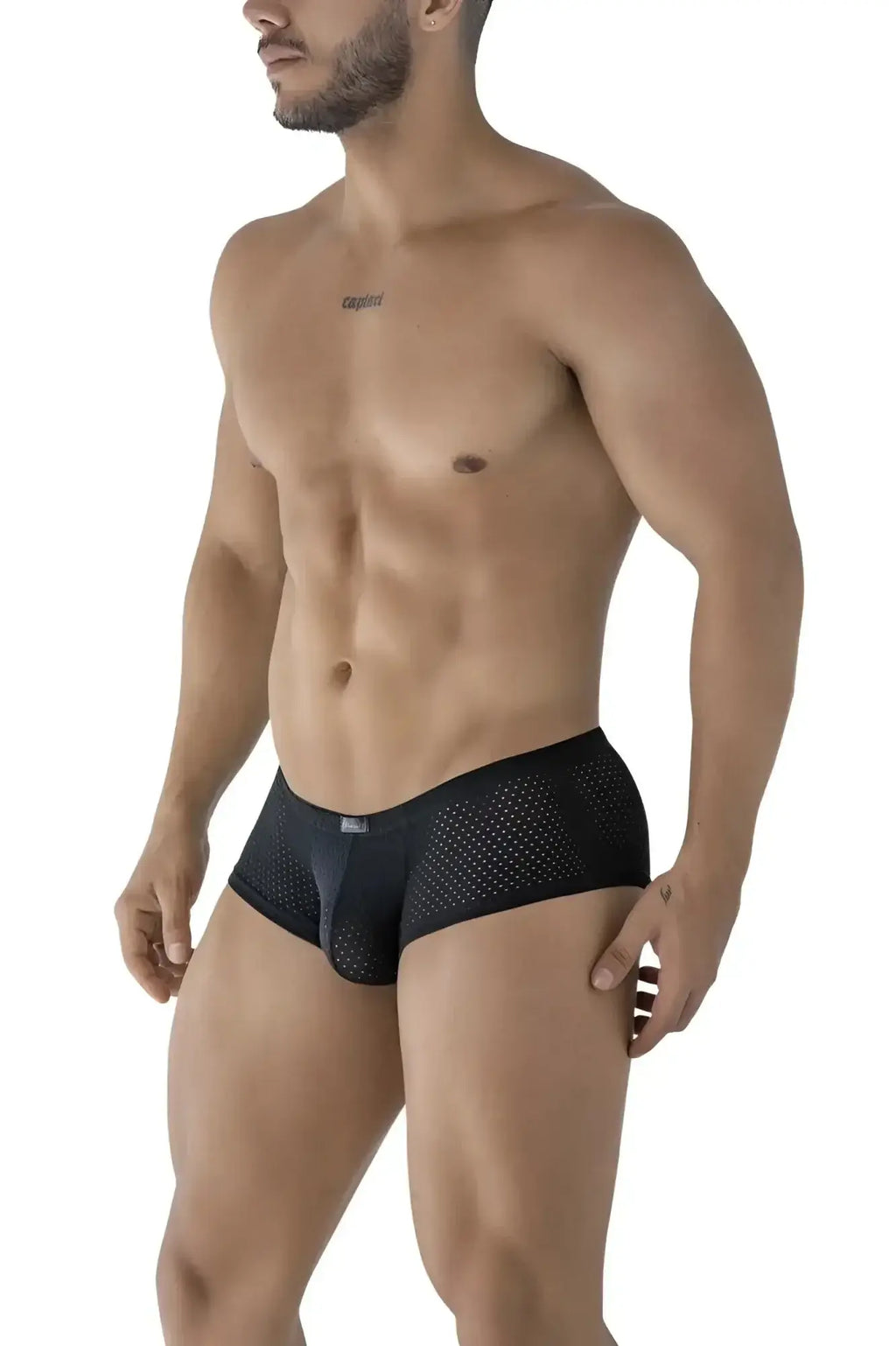 Black xtremen 91216b microfiber trunks with a sleek, form-fitting mesh design for comfortable wear
