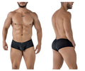Black Xtremen 91216B microfiber trunks featuring a sleek form fitting design with a subtle perforated mesh pattern