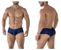 Navy blue xtremen 91216B microfiber trunks with perforated mesh and subtle waistband logo in dark blue color