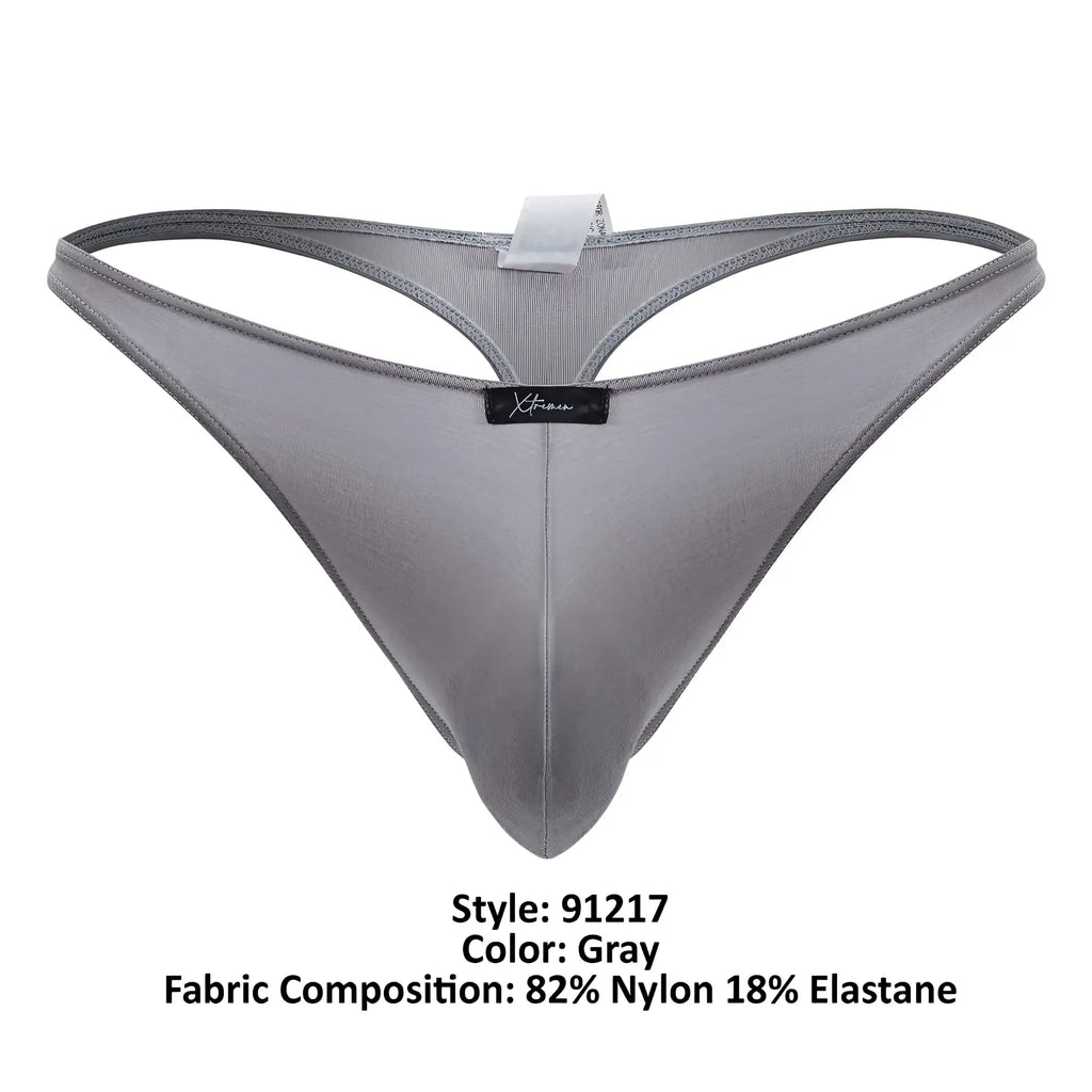 Gray xtremen 91217 microfiber men’s thong made of 82% nylon 18% elastane with subtle textured finish
