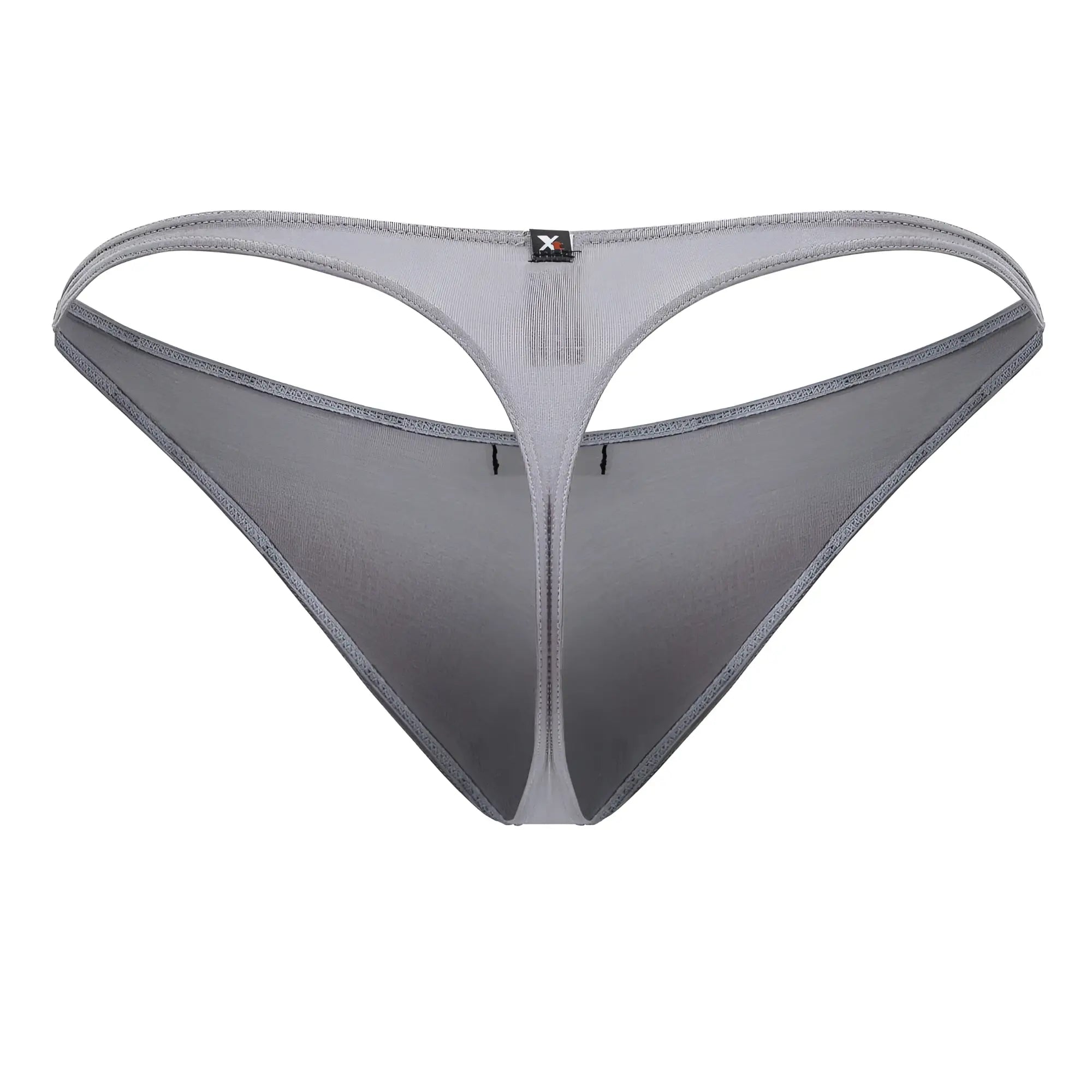 Xtremen 91217 gray microfiber thong with subtle gradient and reinforced stitching showing front side details