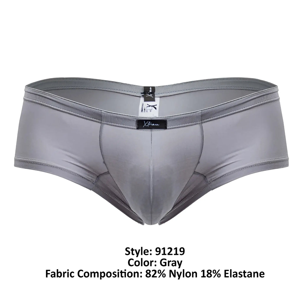 Gray xtremen 91219 microfiber trunks made of 82 nylon 18 elastane with a sleek form-fitting design and branded waistband label