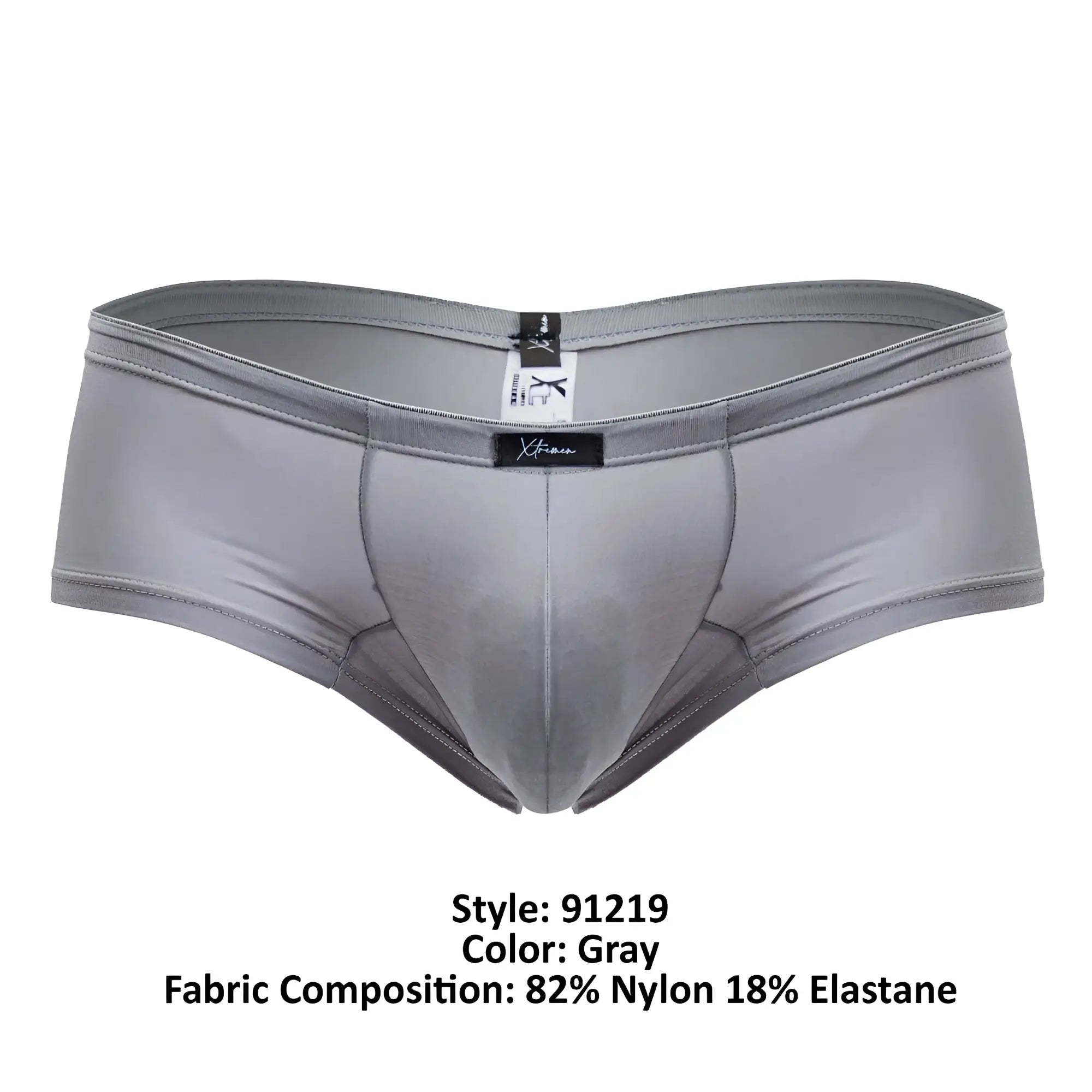 Gray xtremen 91219 microfiber trunks made of 82 nylon 18 elastane with a sleek form-fitting design and branded waistband label