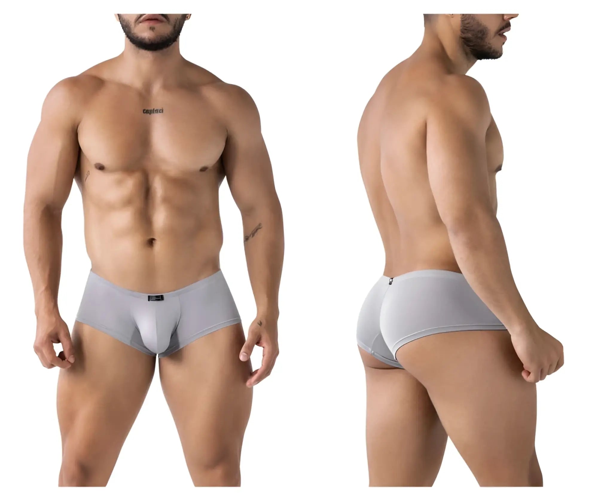 Gray xtremen 91219 microfiber trunks for men with a smooth form-fitting design and subtle brand tag at the waistband