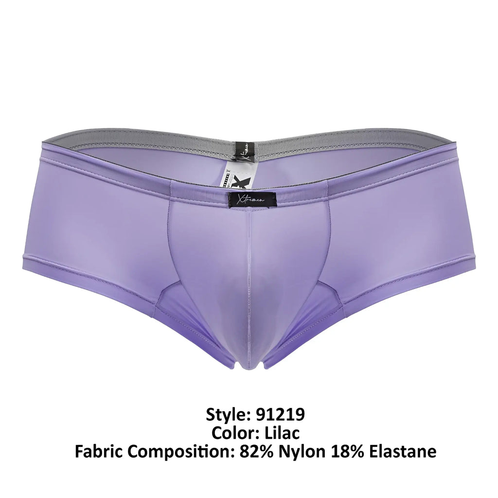 Lilac-colored xtremen 91219 microfiber trunks men’s underwear made of smooth nylon and elastane blend