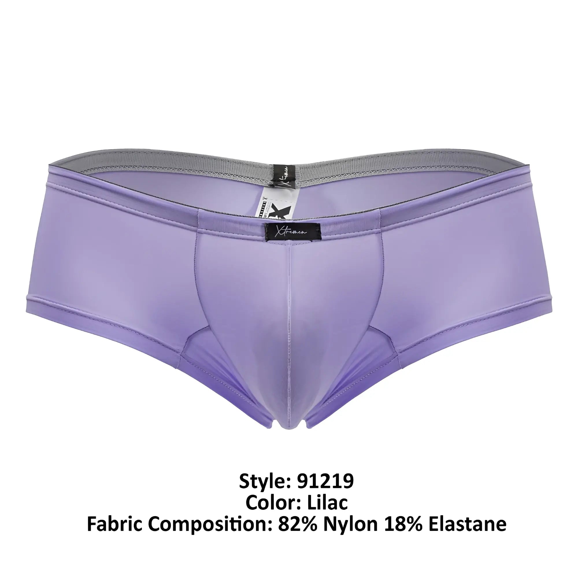 Lilac-colored xtremen 91219 microfiber trunks men’s underwear made of smooth nylon and elastane blend