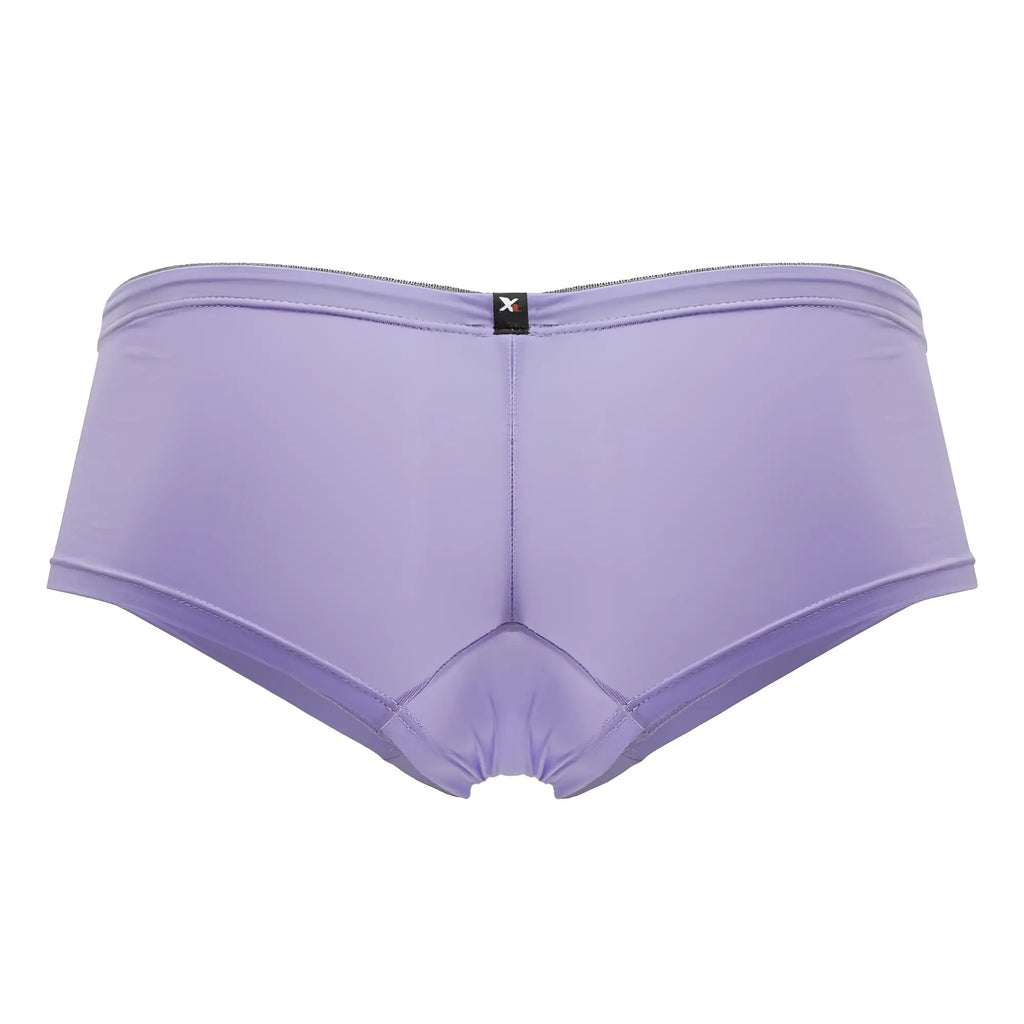Lavender-colored xtremen 91219 microfiber trunks with smooth texture subtle seam design and black brand tag at waistband