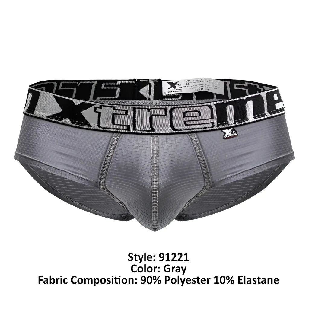 Gray xtreme xtremen 91221 microfiber briefs in gray with textured form-fitting design made of 90 polyester 10 elastane