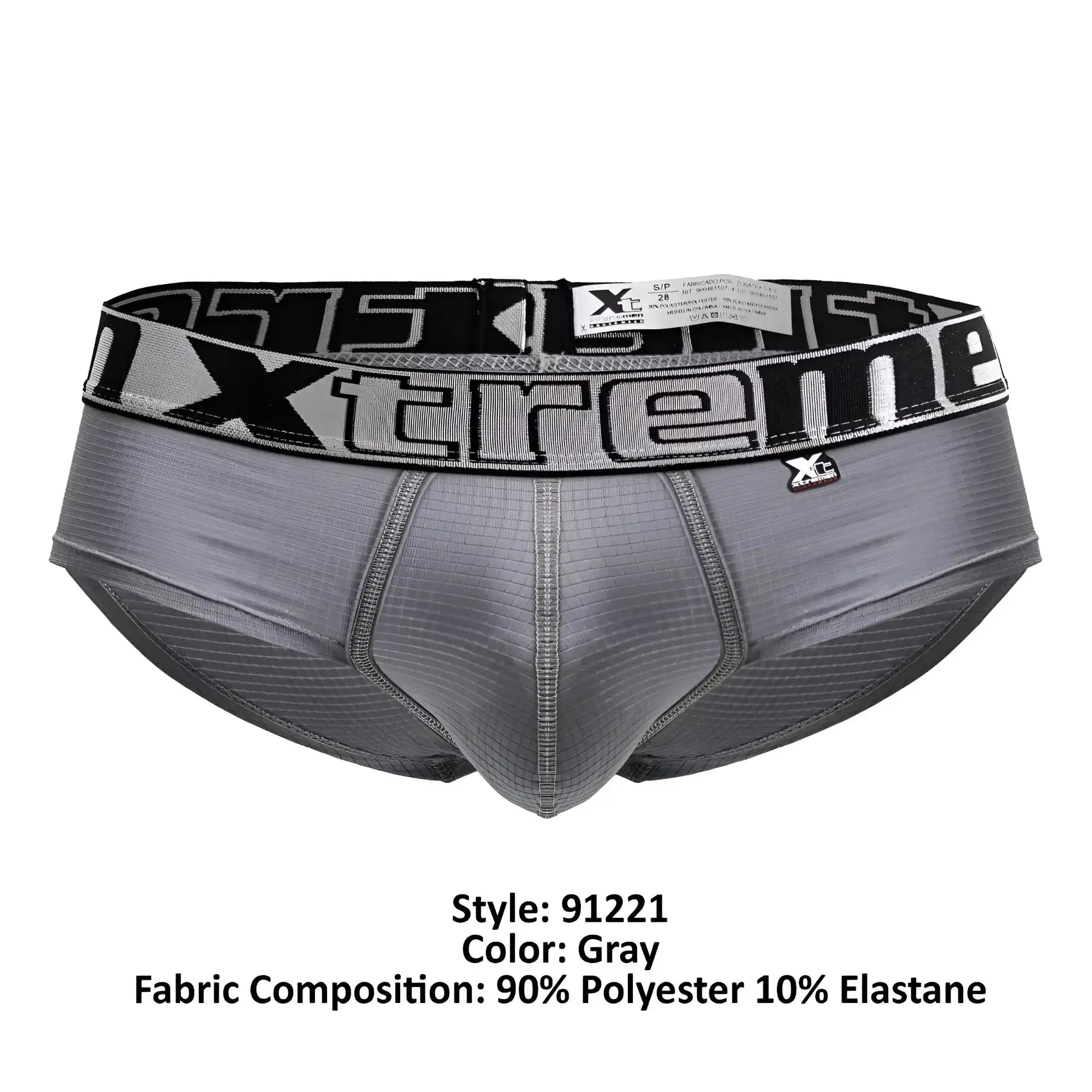 Gray xtreme xtremen 91221 microfiber briefs in gray with textured form-fitting design made of 90 polyester 10 elastane