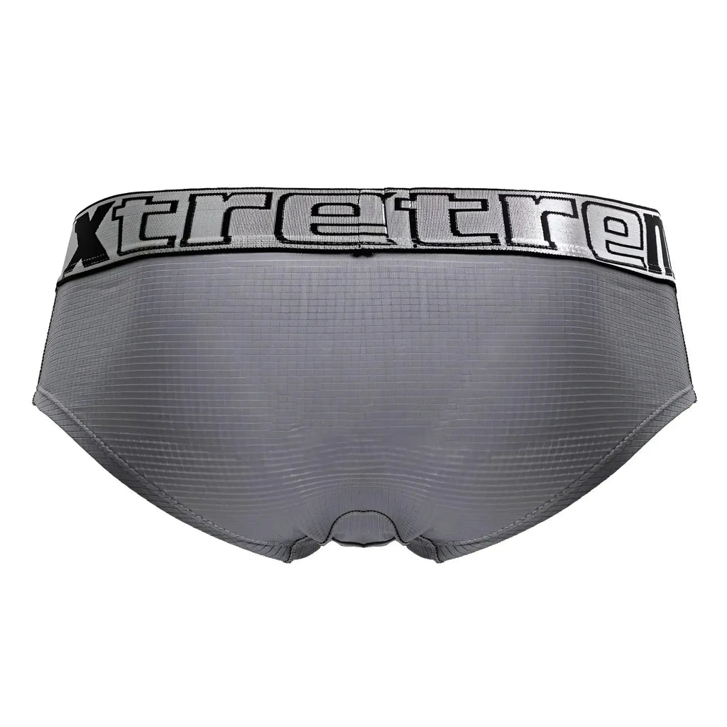 Gray xtreme xtremen 91221 microfiber briefs with textured fabric and black lettering on the waistband
