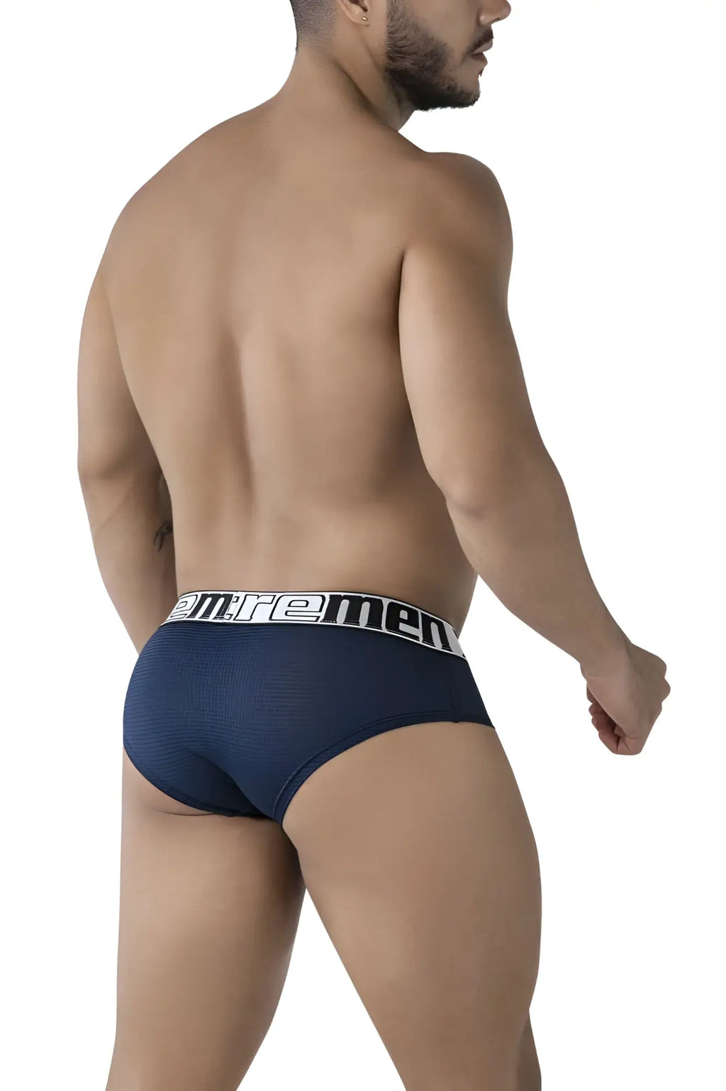 Navy xtremen 91221 microfiber briefs for men with textured fabric and white emremen branded elastic waistband