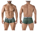 Dark green xtremen 91222 microfiber trunks with textured fabric and white xtreme logo waistband, form-fitting boxer briefs