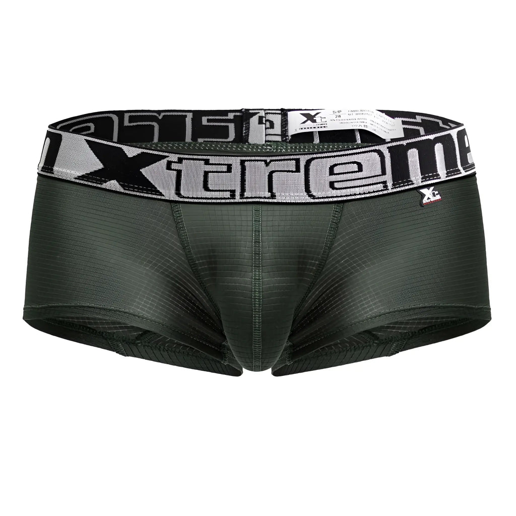 Dark green xtremen 91222 microfiber trunks with black and silver xtreme branded waistband men’s underwear