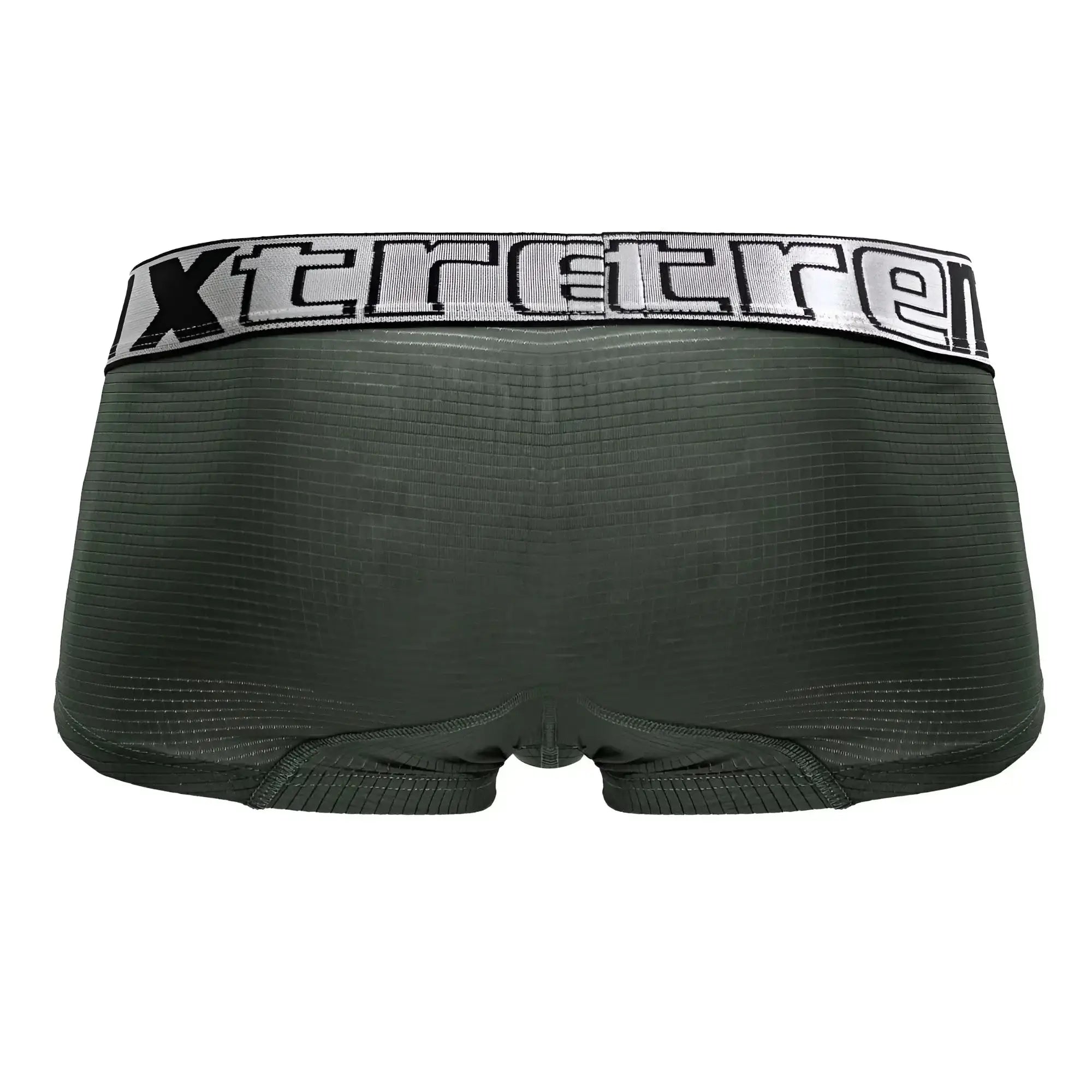 Dark green microfiber Xtremen 91222 trunks with textured fabric and silver black elastic waistband with xtreme logo