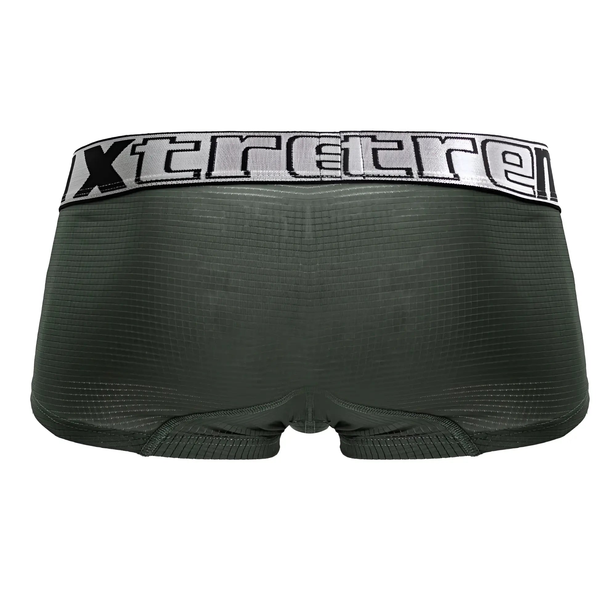 Dark green microfiber Xtremen 91222 trunks with textured fabric and silver black elastic waistband with xtreme logo