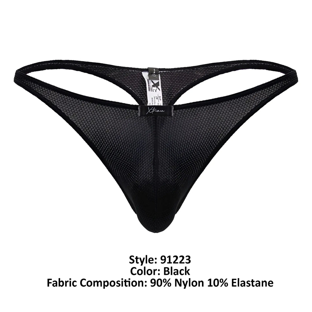 Black mesh thong xtremen 91223 microfiber thong with sleek fit and reinforced waistband in black color
