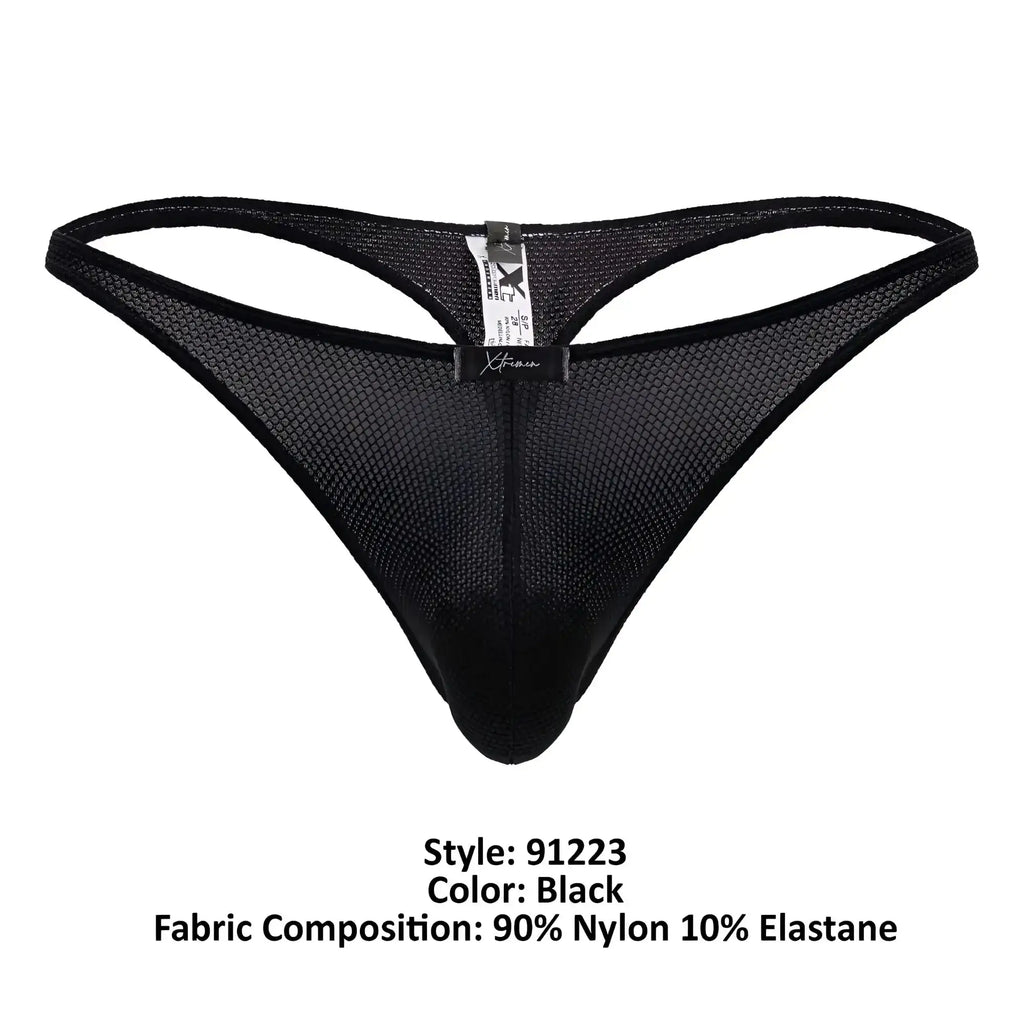 Black mesh thong xtremen 91223 microfiber thong with sleek fit and reinforced waistband in black color