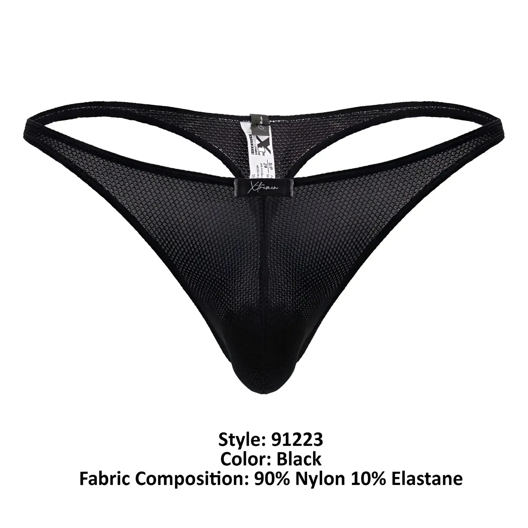 Black mesh thong xtremen 91223 microfiber thong with sleek fit and reinforced waistband in black color
