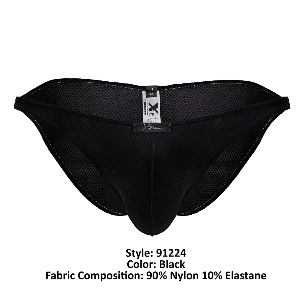 Xtremen 91224 microfiber bikini black mesh briefs made of 90 nylon 10 elastane with sleek design and reinforced stitching