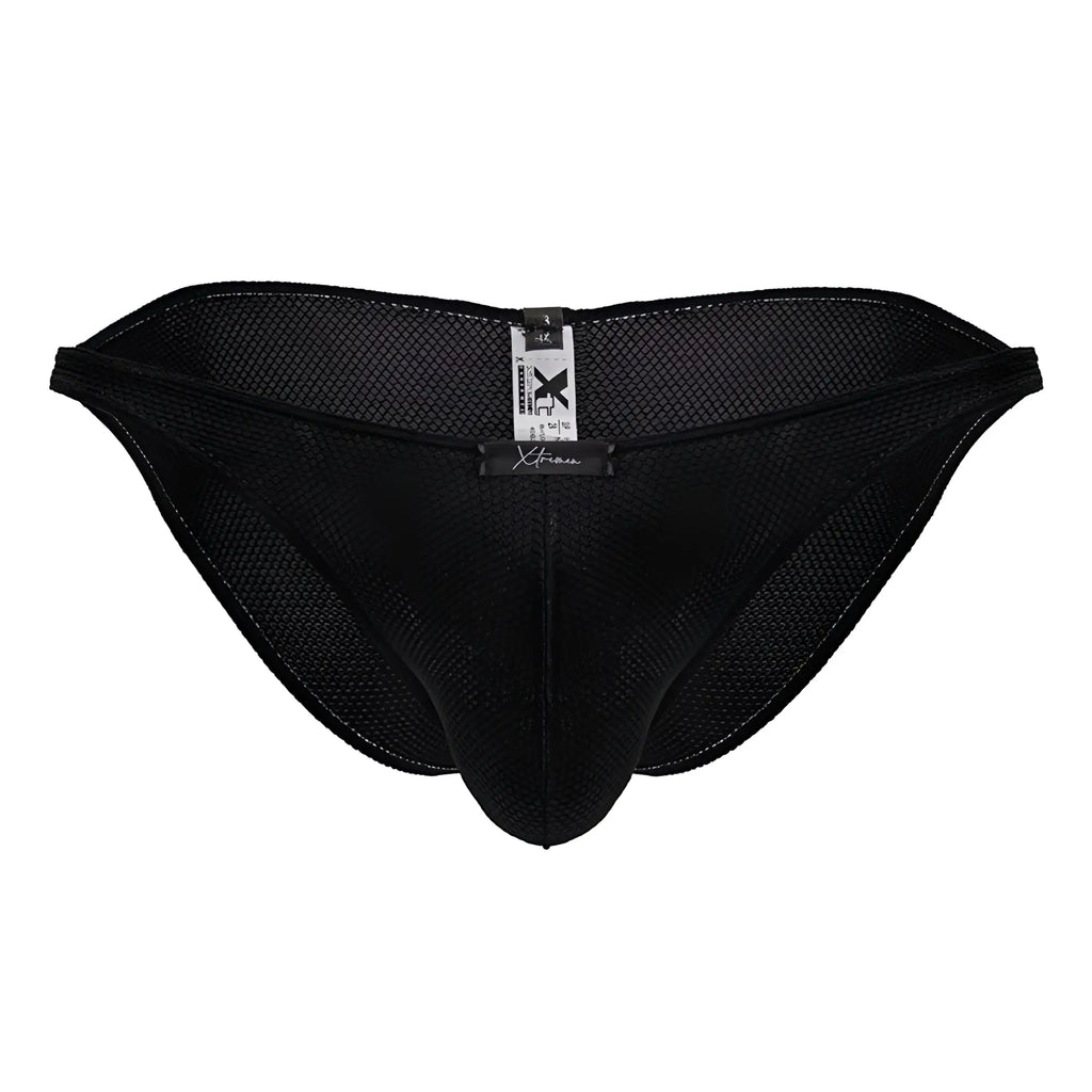 Black microfiber mesh briefs xtremen 91224 bikini with sleek form-fitting design and branded waistband tag