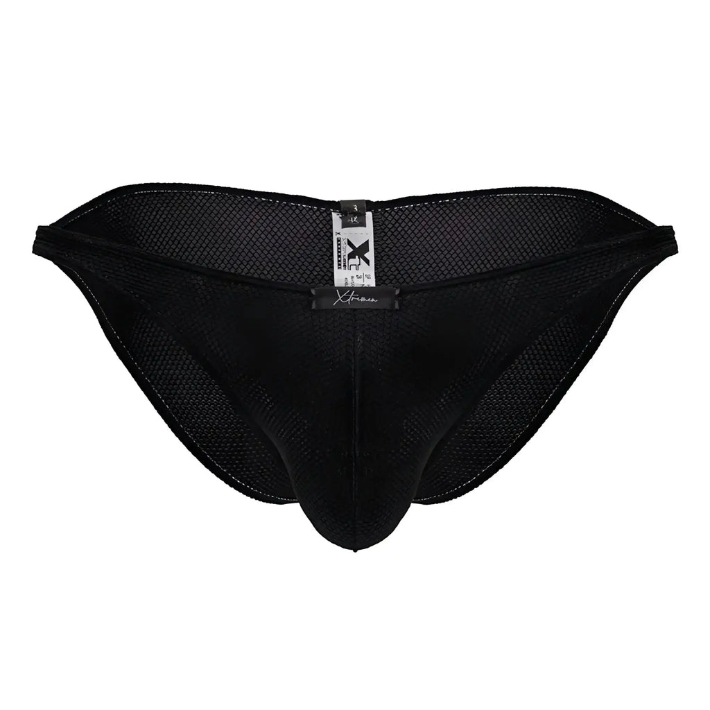 Black microfiber mesh briefs xtremen 91224 bikini with sleek form-fitting design and branded waistband tag