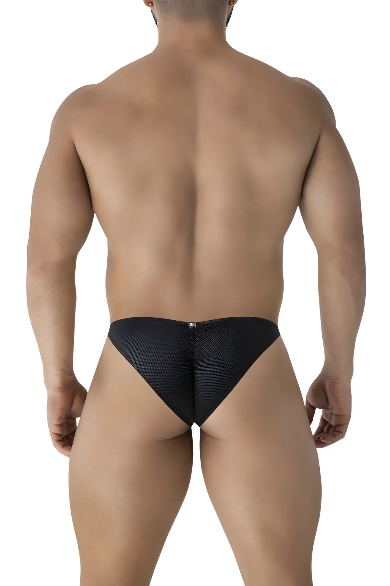 Black xtremen 91224 microfiber bikini briefs with subtle textured pattern in mesh fabric