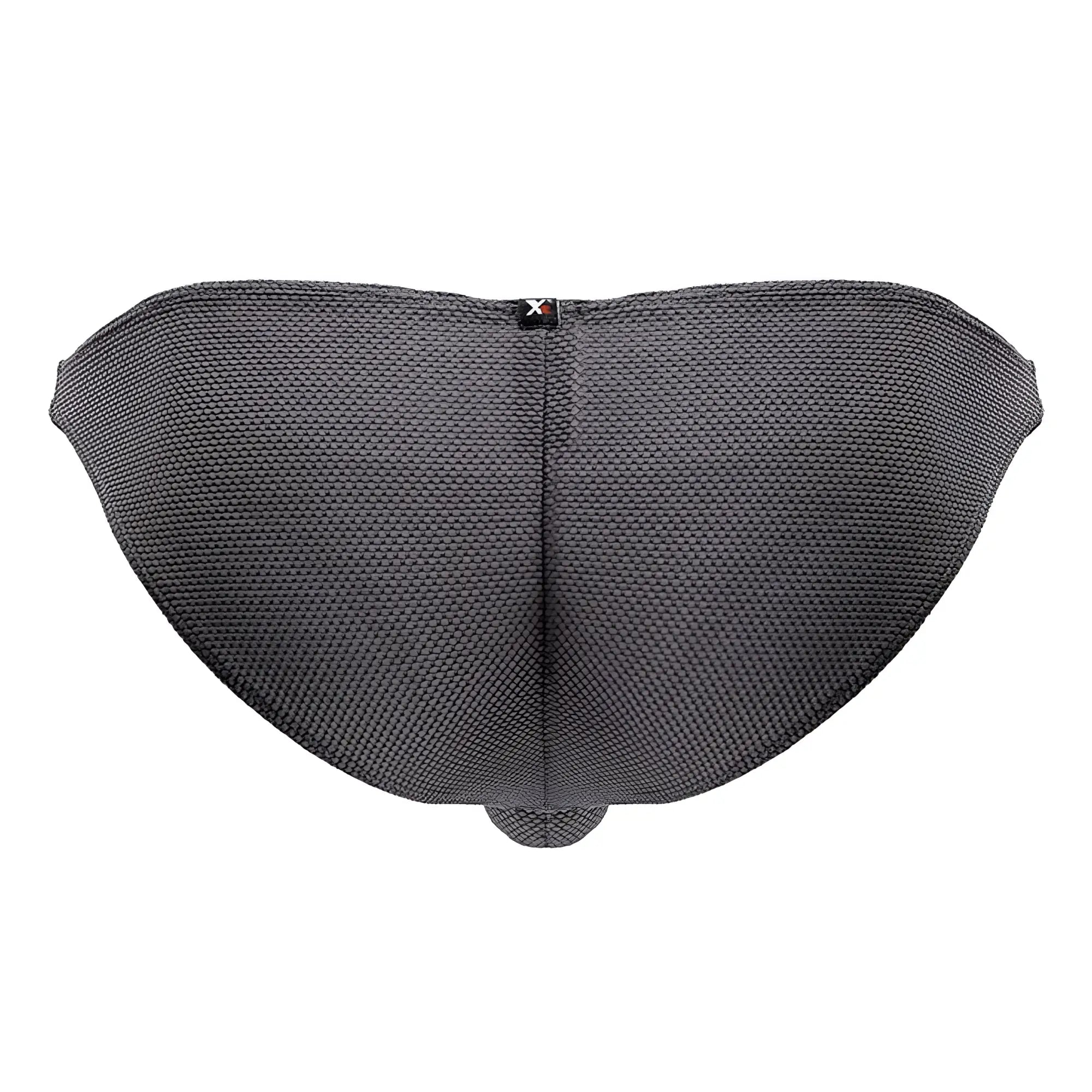 Xtremen 91224 microfiber bikini briefs in gray with dark gray textured mesh fabric subtle central seam and branded waistband tag