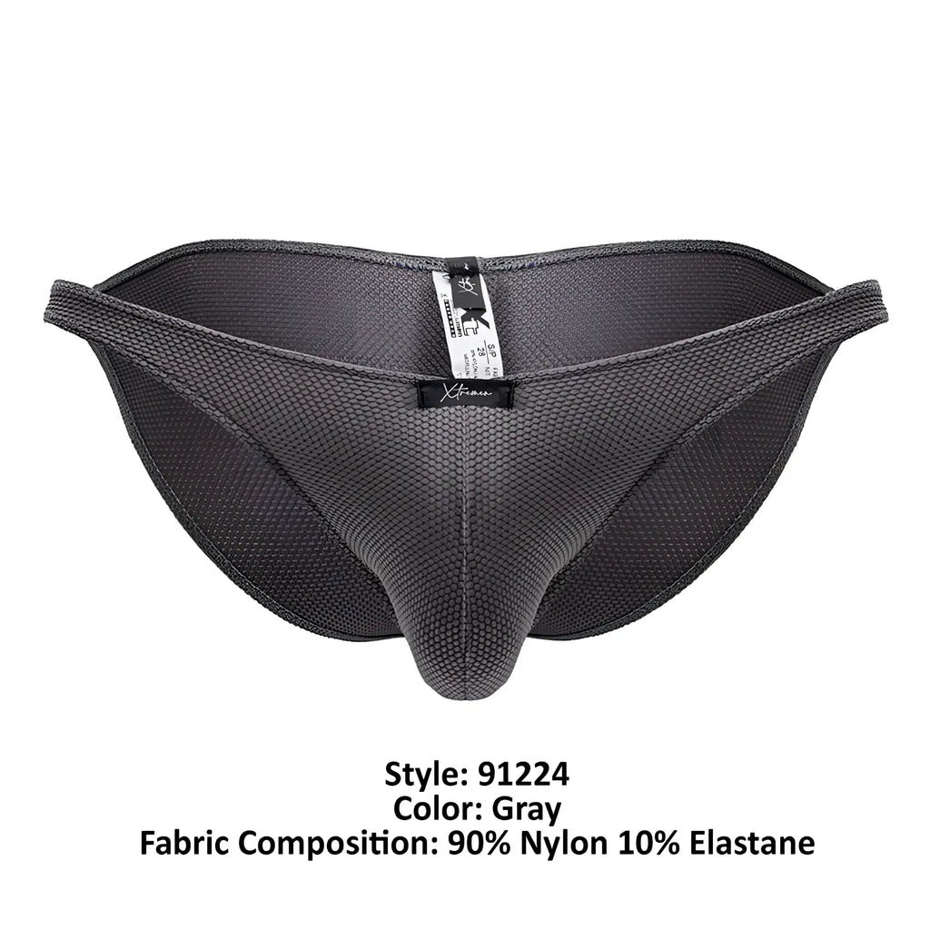 Xtremen 91224 microfiber gray mesh briefs made of 90 nylon 10 elastane with supportive design and reinforced seams