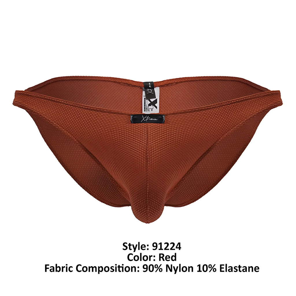 Red xtremen 91224 microfiber bikini briefs made of textured nylon and elastane with a supportive design