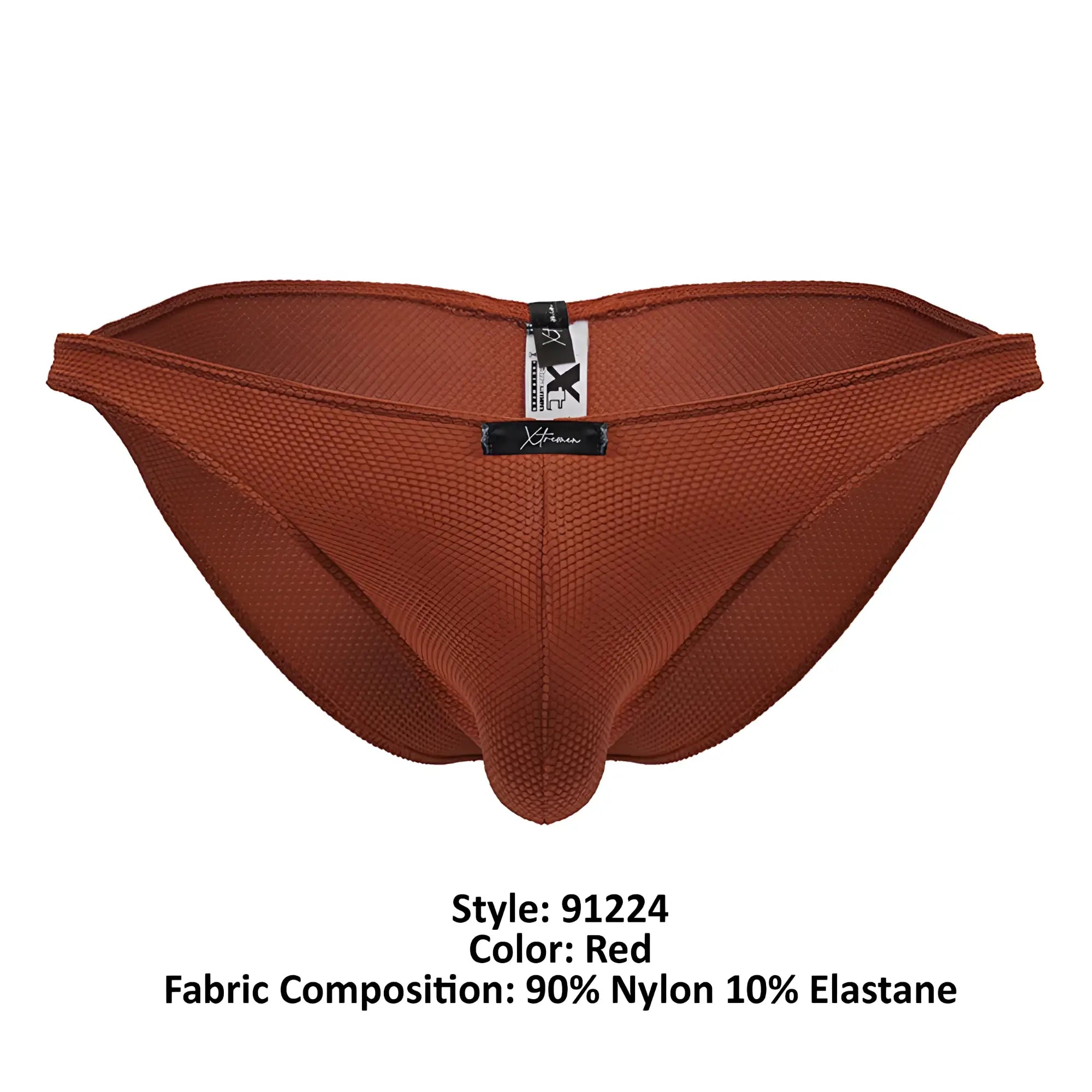 Red xtremen 91224 microfiber bikini briefs made of textured nylon and elastane with a supportive design