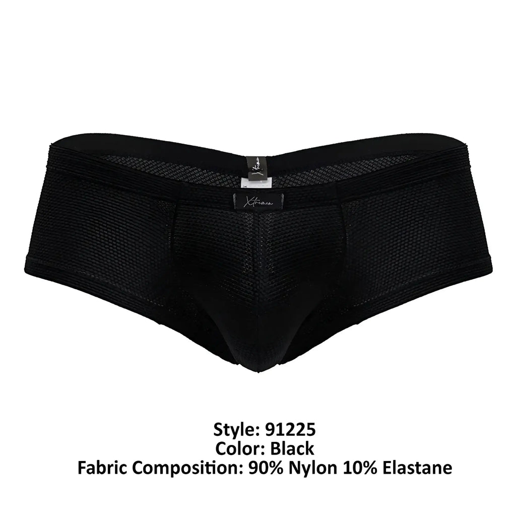 Black mesh Xtremen 91225 microfiber trunks made of 90 nylon 10 elastane with sleek design and branded waistband tag