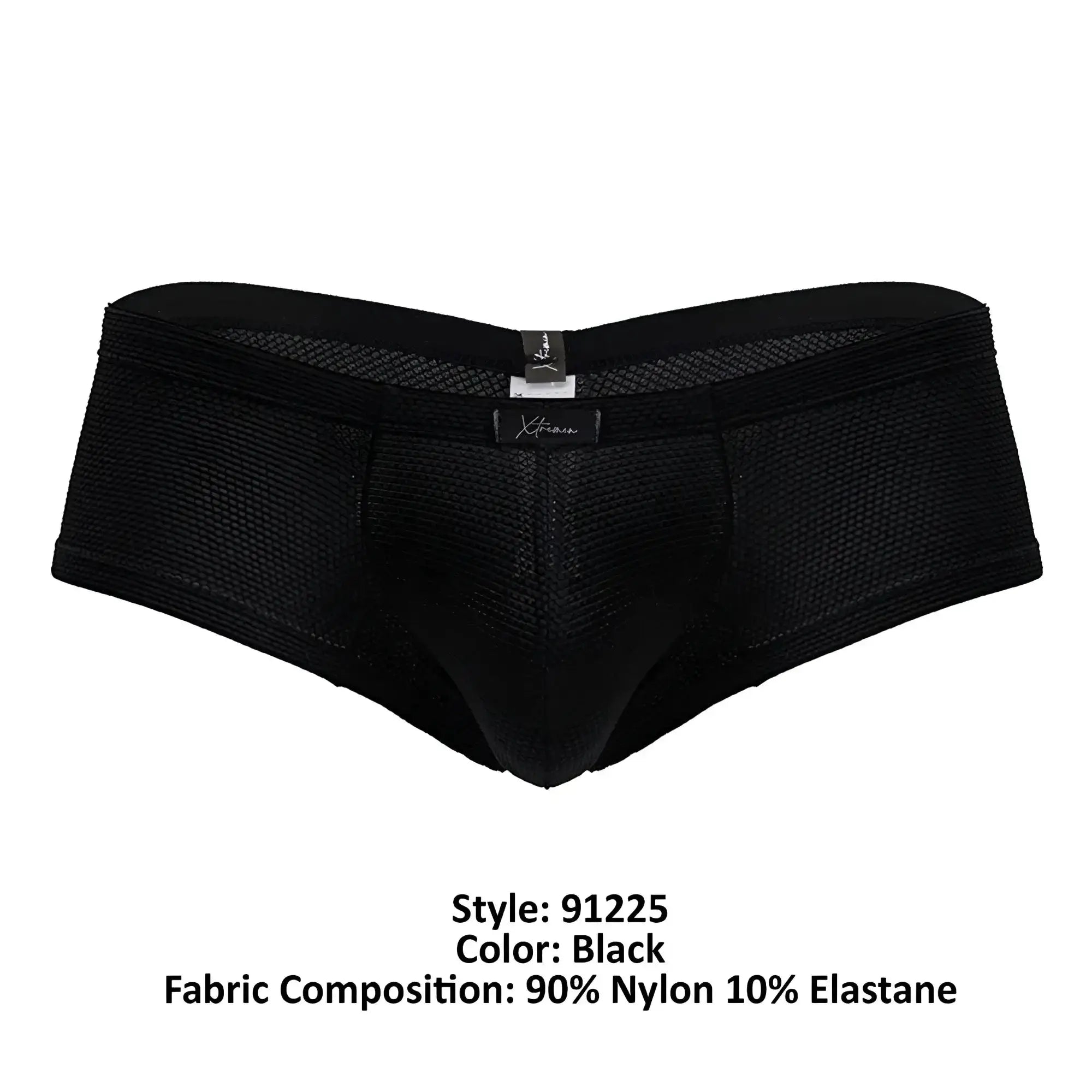 Black mesh Xtremen 91225 microfiber trunks made of 90 nylon 10 elastane with sleek design and branded waistband tag