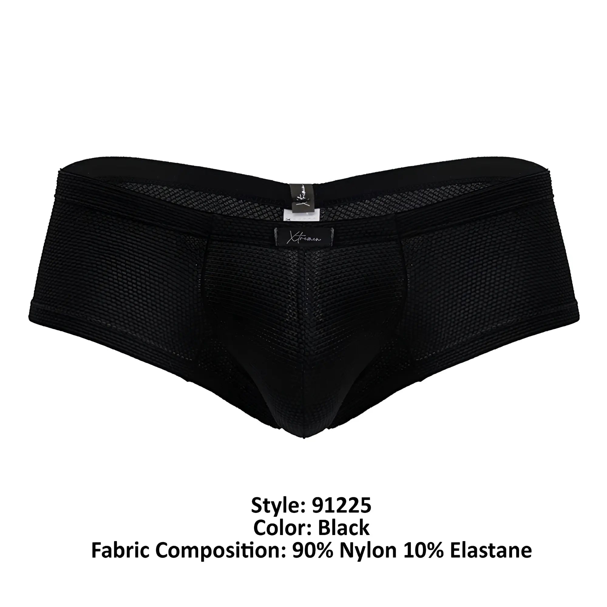 Black mesh Xtremen 91225 microfiber trunks made of 90 nylon 10 elastane with sleek design and branded waistband tag