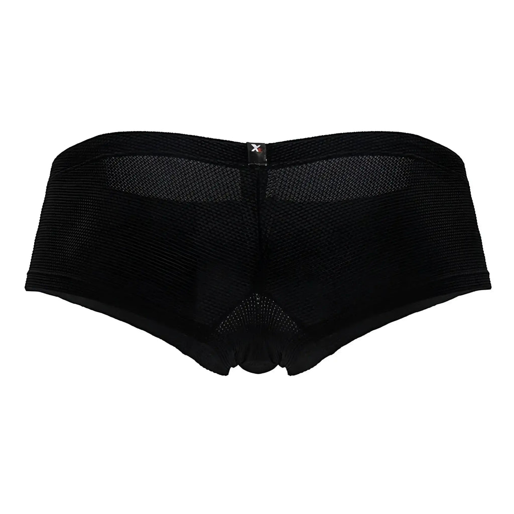 Black xtremen 91225 microfiber trunks with breathable textured mesh fabric and a branded tag at the waistband