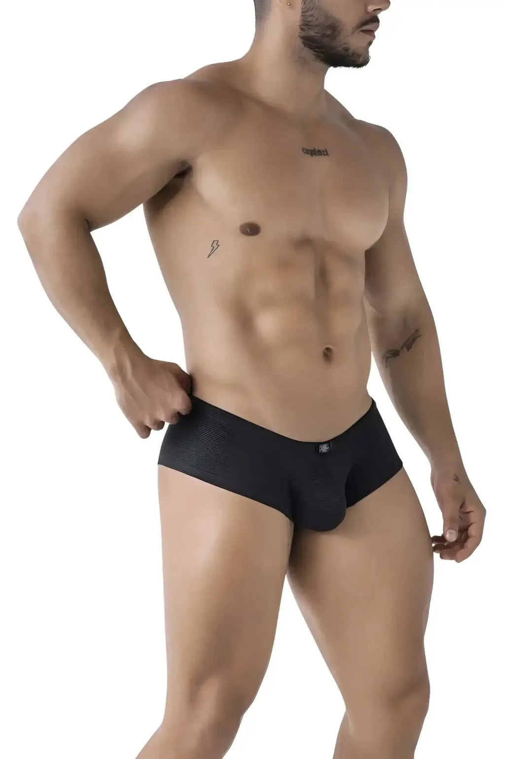 Black xtremen 91225 microfiber men’s briefs with subtle pattern and small logo on waistband