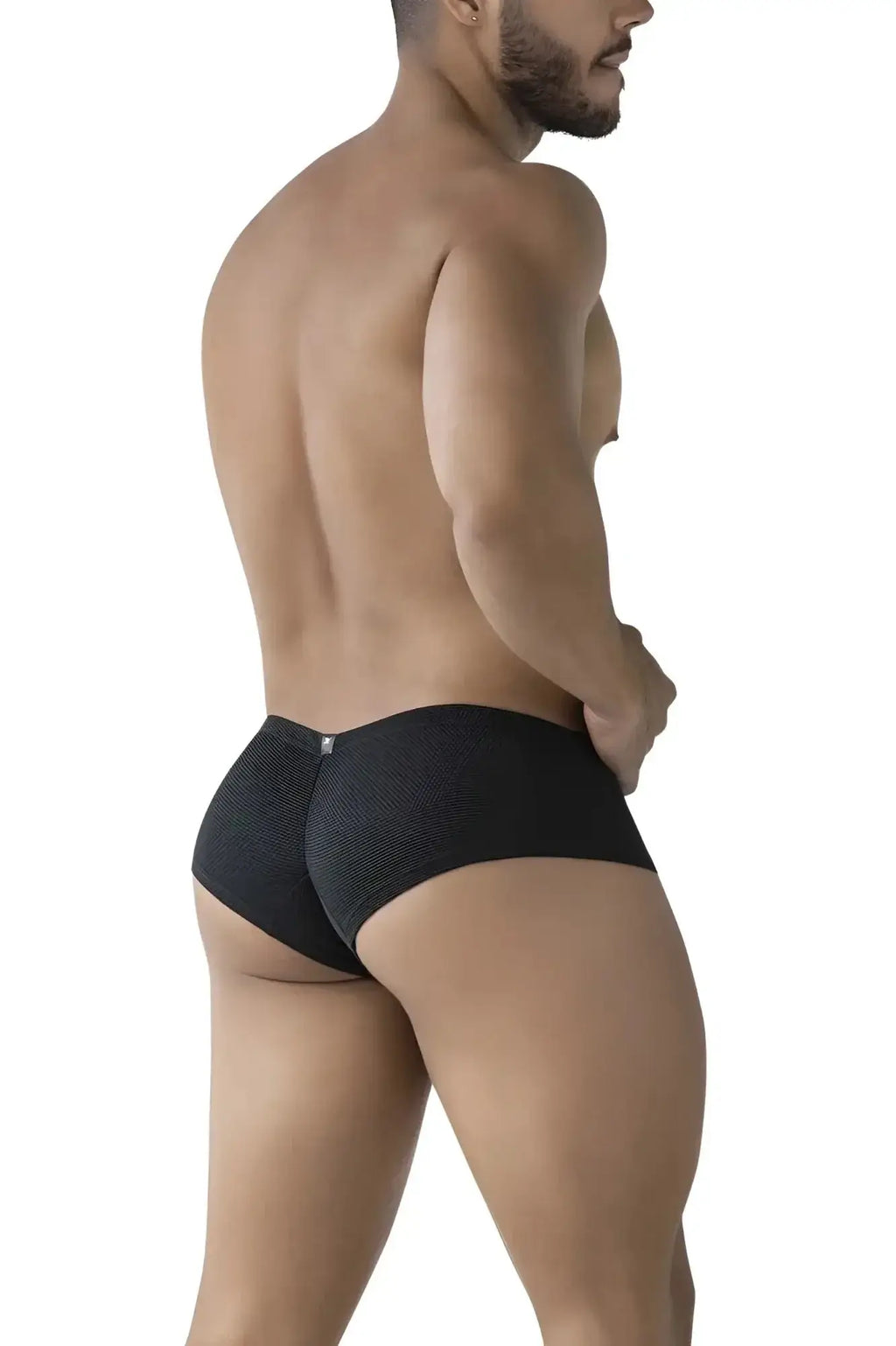 Black xtremen 91225 microfiber trunks with subtle pattern textured briefs and small brand tag on waistband