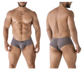 Xtremen 91225 microfiber gray men’s briefs with textured subtle stripes and black brand tag at waistband