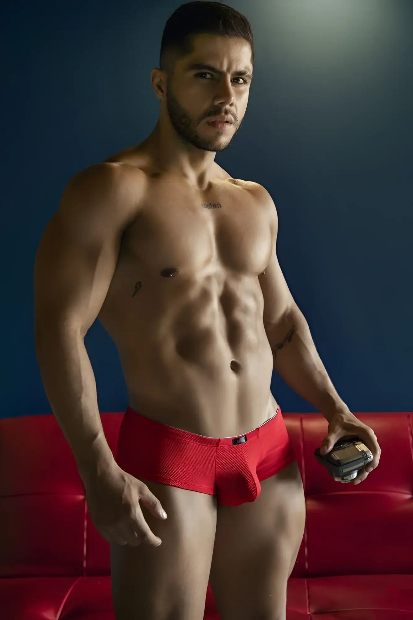Xtremen 91225 microfiber trunks in red featuring a textured fabric for comfortable and stylish briefs wear