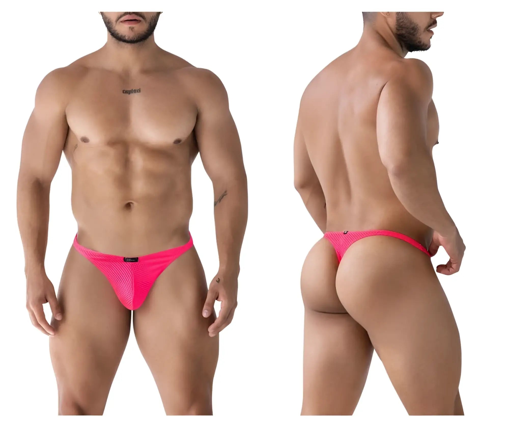 Xtremen 91226 microfiber thongs in fuchsia bright pink mesh briefs with a sleek, form-fitting design