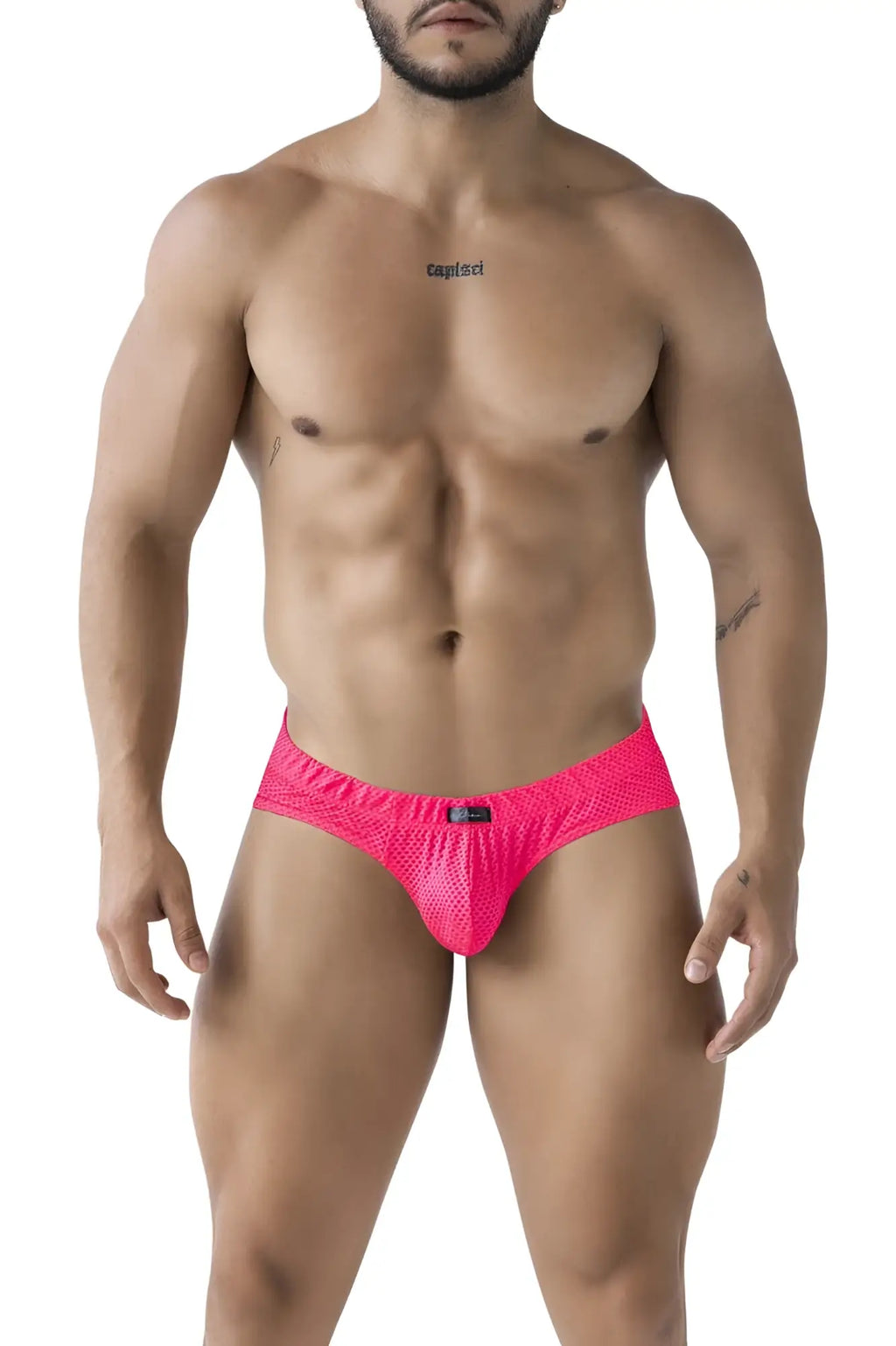 Xtremen 91227 microfiber briefs in fuchsia bright pink mesh with a snug form-fitting design