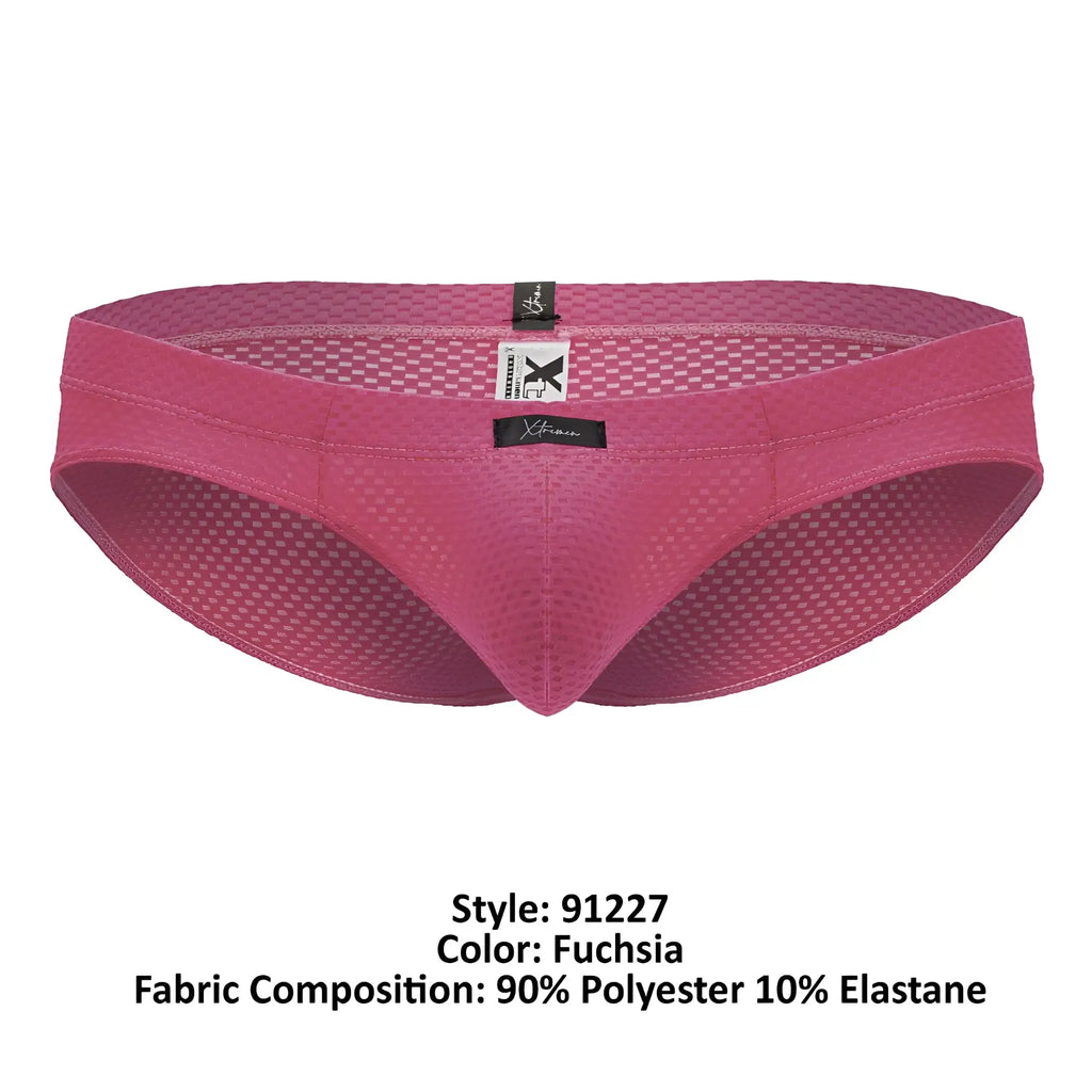 Xtremen 91227 microfiber briefs in fuchsia with breathable mesh texture and elastic waistband for comfort and support