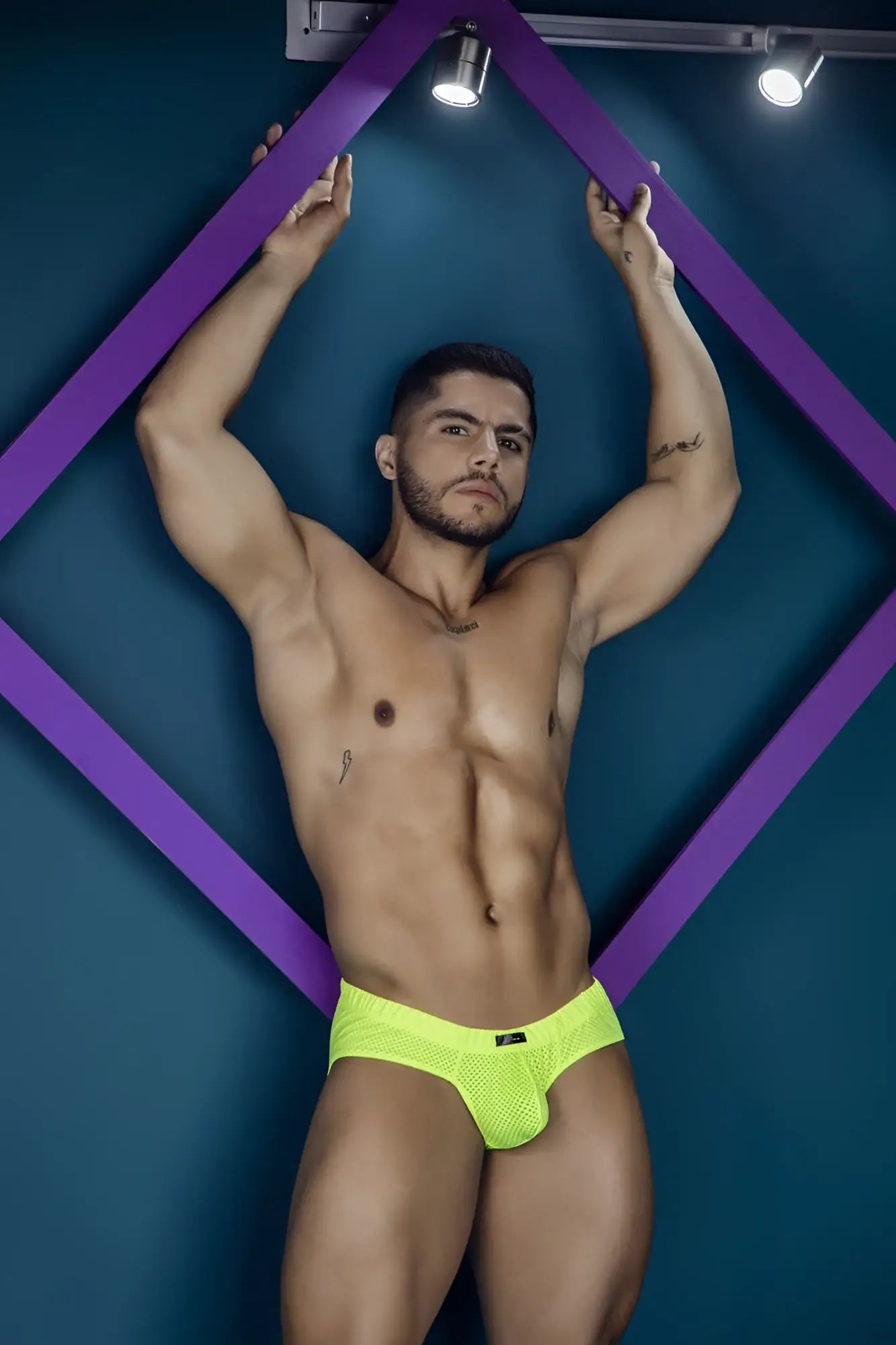 Neon green xtremen 91227 microfiber mesh briefs featuring breathable material for comfortable daily wear