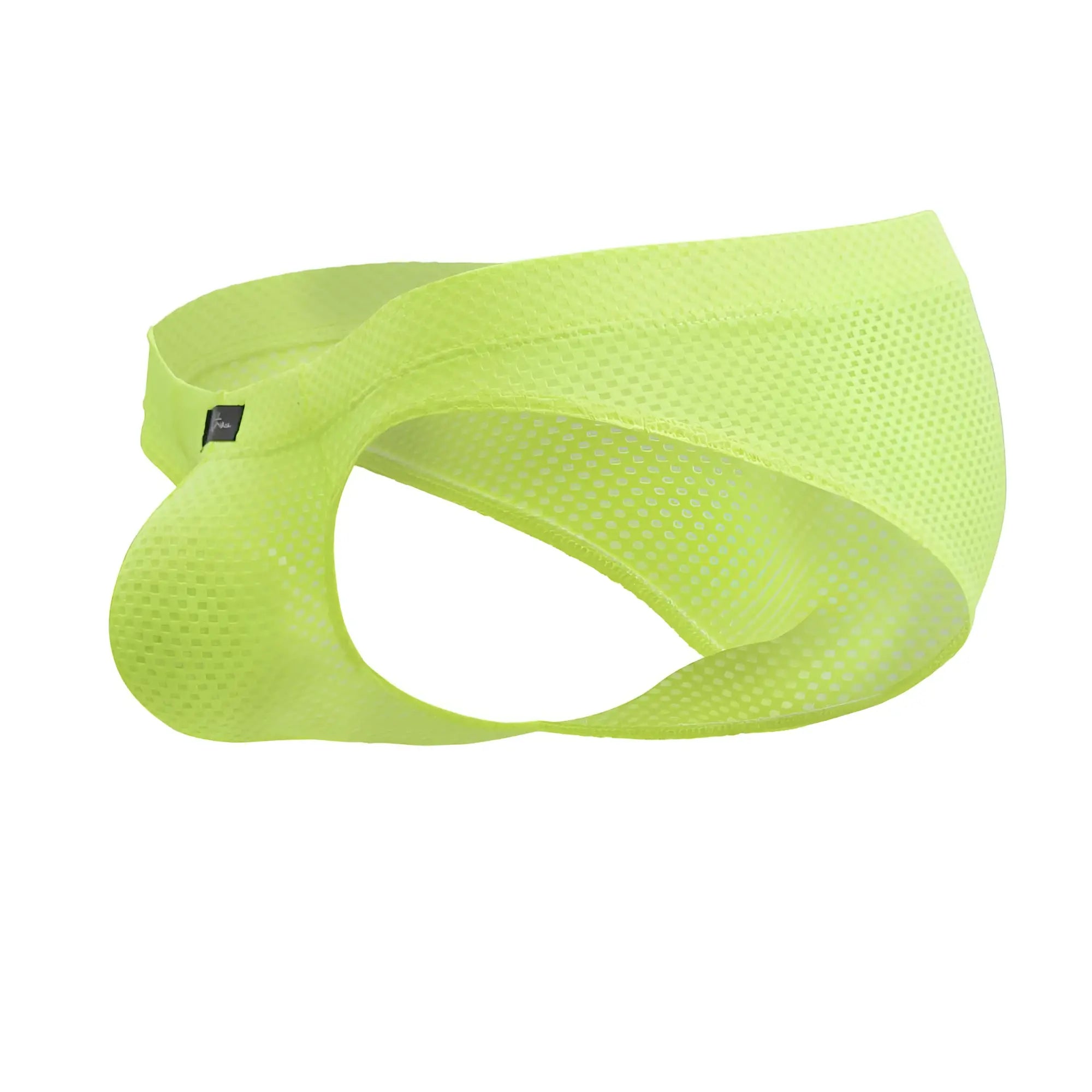 Neon green xtremen 91227 microfiber briefs with a neon green mesh contoured design and elastic waistband